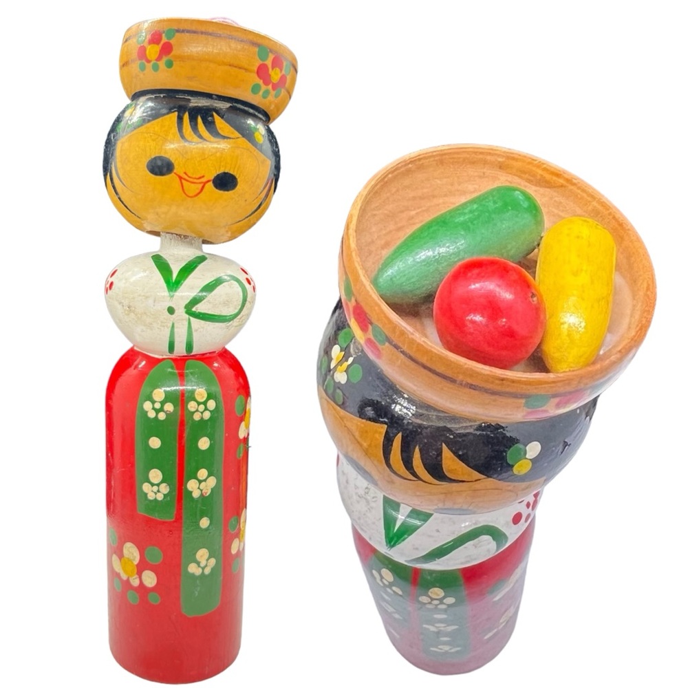 Vintage Korean & Japanese Kokeshi Bobble Head Dolls - Picture 13 of 13